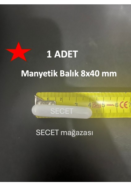 Manyetik Balık 8X40 mm - Boy:40 mm - Çap:8 mm - 1 Adet
