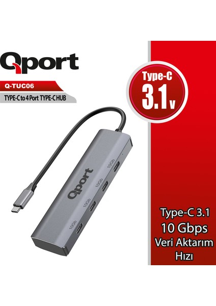 Qport Q-TUC06 4 Port Type-C To Type-C Çoklayıcı