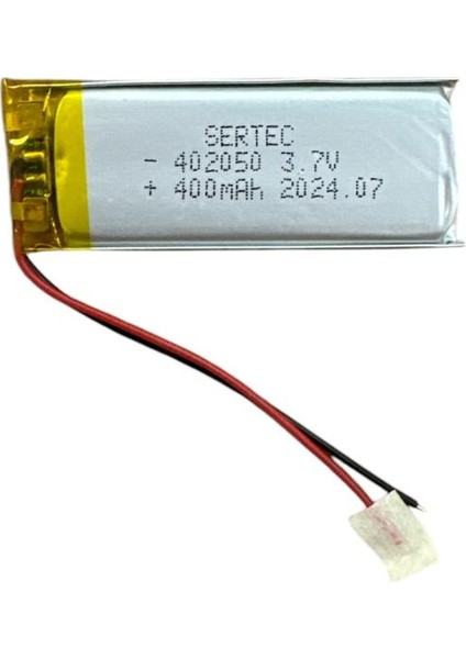 402050 3.7V 400mAh Li-Polymer Pil Devreli/1.5A