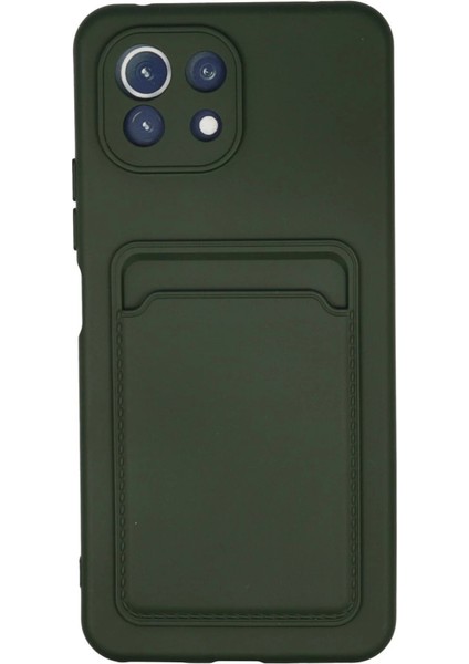 Xiaomi Mi 11 Kılıf Kelvin Kartvizitli Silikon - Koyu Yeşil