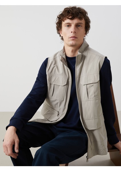 Yeni Sezon Standart Kalıp Dik Yaka Erkek Avcı Yeleği
