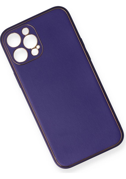 Iphone 12 Pro Kılıf Coco Deri Silikon Kapak - Mor