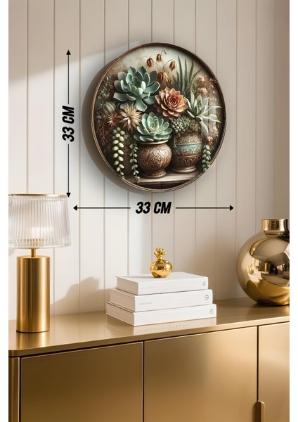 3D Görünümlü Temperli Cam Tablo – Sukulent ve Çiçek Teması Duvar Süsü Uv Baskı 33X33 CM-CDS146 modelleri