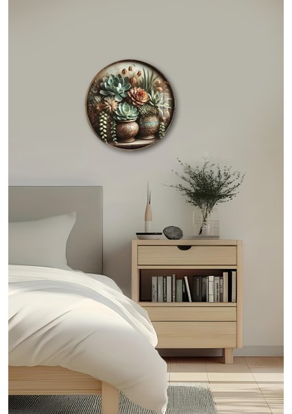 3D Görünümlü Temperli Cam Tablo – Sukulent ve Çiçek Teması Duvar Süsü Uv Baskı 33X33 CM-CDS146 fırsatları