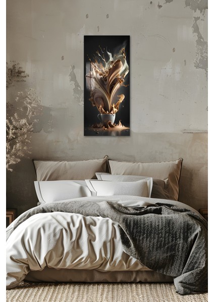3D Görünümlü Temperli Cam Tablo – Kahve Splash Temalı Uv Baskı 30X60 cm - DCT150 fiyatları