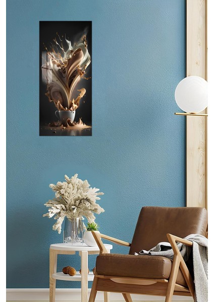 3D Görünümlü Temperli Cam Tablo – Kahve Splash Temalı Uv Baskı 30X60 cm - DCT150 modelleri
