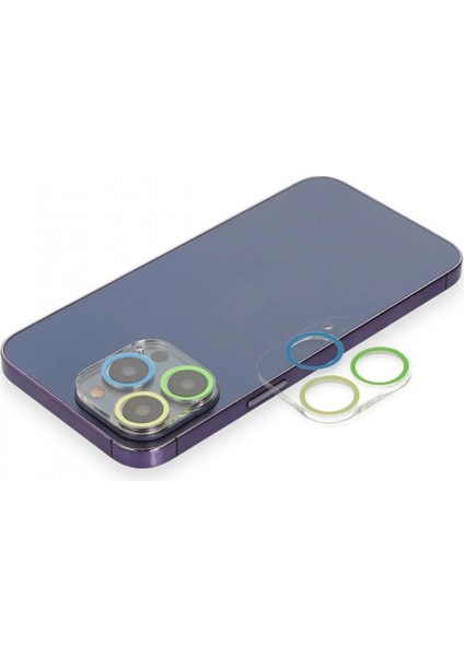 Ieg iPhone 13 Pro Max Renkli Kamera Lens Koruma Cam - Yeşil-Sarı