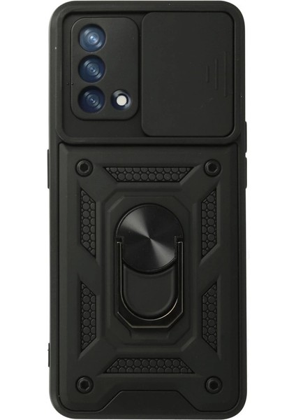 Oppo A74 4g Kılıf Pars Lens Yüzüklü Silikon - Siyah