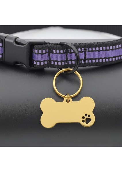 316L Paslanmaz Çelik Kişiye Özel Köpek ve Kedi Isimlik – Altın Renk Kemik Formlu Tasma Plakası