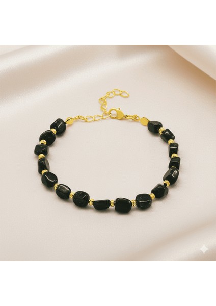 Altın Renk Metal Zincirli Dorika Top Süslemeli Amorf Yeşil Yıldız Taşı Doğaltaş Kadın Bileklik fırsatları