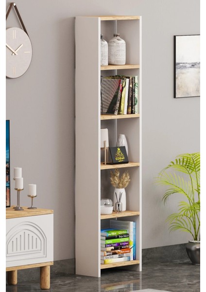 Bohem 6 Raflı 40 cm Dekoratif Kitaplık Bohem Tarz Kitaplık Ofis Kitaplığı Dolap Evrak Rafı Ev Rafı