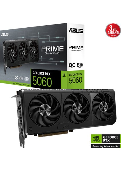 Asus PRIME-RTX5060-O8G RTX5060 8gb Ddr7 128BIT 3xdp/1xhdmı