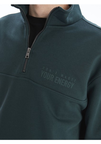 Yeni Sezon Dik Yaka Uzun Kollu Baskılı Erkek Kalın Sweatshirt modelleri