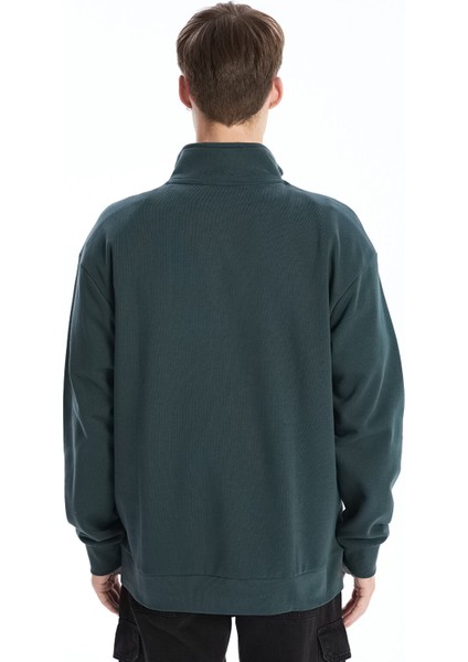 Yeni Sezon Dik Yaka Uzun Kollu Baskılı Erkek Kalın Sweatshirt fırsatları