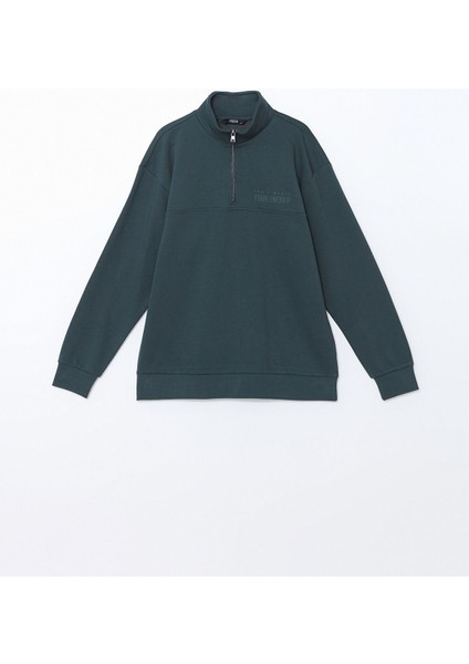 Yeni Sezon Dik Yaka Uzun Kollu Baskılı Erkek Kalın Sweatshirt indirimleri