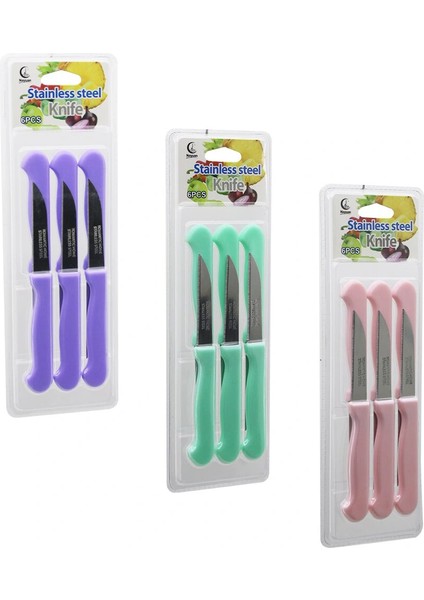 Ieg® 6pcs Meyve Biçak Renkli̇ Plasti̇k Sapli Vakumlu Ambalaj BRKT-806155 (4887)