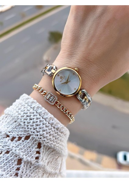 Mini Vintage Kasa Çelik Kordon 2 Yıl Garantili 3 Atm Kadın Kol Saati+Bileklik YBG.10654.1 fiyatları