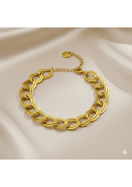 Kadın Çelik Bileklik - Nonna Model - Altın Renk fırsatları