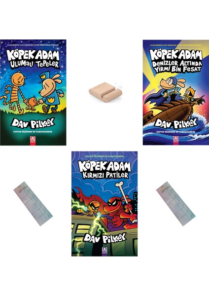 Köpek Adam Set - 4 / Ulumalı Tepler / Denizler Altında 20BİN Fesat/ Kırmızı Patiler +Tablet Tutucu