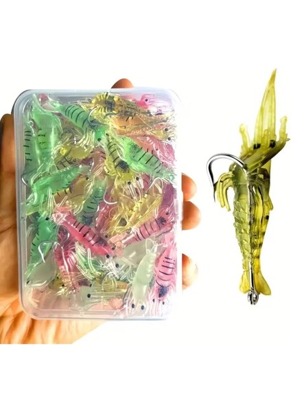 3 Adet 4 cm Kancalı Silikon Karides, Karides Balık Avı,yapay Karides, Levrek,çupra,lüfer modelleri