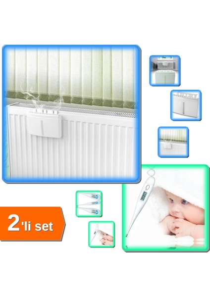 Hava Nemlendirici Kalorifer Suluğu + Dijital Ateş Ölçer Termometre - 2li Set V8Q8T6