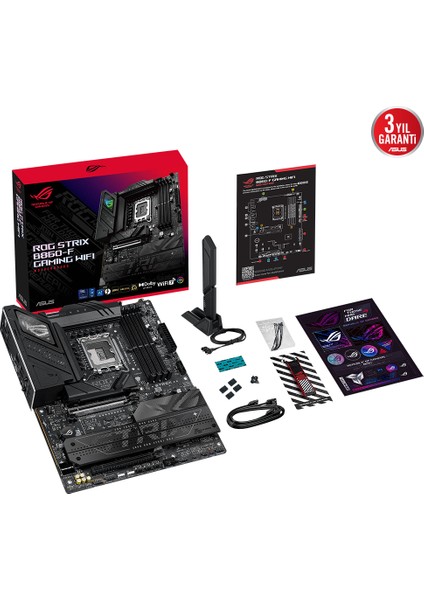 Asus Rog Strıx B860-F Gamıng Wıfı 4x Ddr5 Dp/hdmı 4x M.2 1x 2.5glan/wıfı7/bt Usb3.2 1851P Anakart