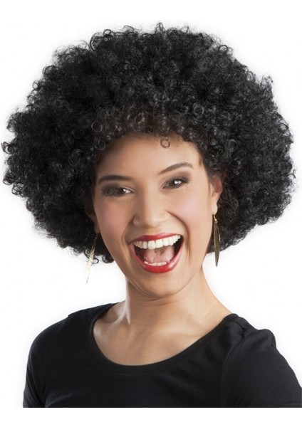 Siyah Renk Kıvırcık Afro Bonus Peruk Parti Peruğu (5358)