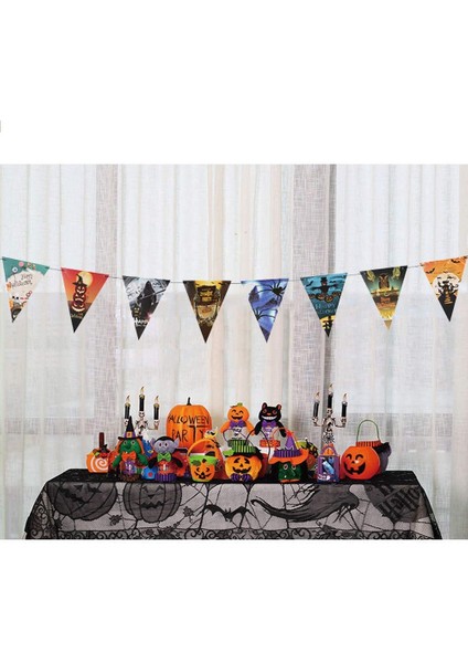 Cadılar Bayramı Halloween Flama Bayrak Banner Süs 8 Li 3 Metre (5358)