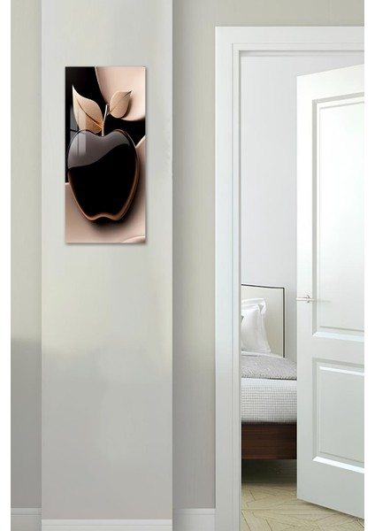 3D Görünümlü Temperli Cam Tablo – Siyah & Gold Elma Temalı Uv Baskı 30X60 cm - DCT145 fırsatları