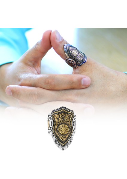 Zirkon Taş Mıhlamalı Mührü Süleyman Işlemeli Ayarlanabilir Ölçü 925 Ayar Gümüş Okçu Zihgir Yüzük modelleri