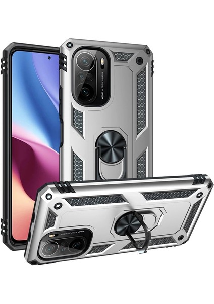 Xiaomi Poco F3 Kılıf Sofya Yüzüklü Silikon Kapak - Gümüş fiyatları