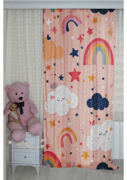 Renkli Hayaller Gökkuşağı Bulut Çift Kanatlı Çocuk Odası Perdesi fiyatları