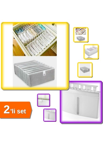 Akordiyon Çekmece Çorap Düzenleyici 8 Gözlü + Fresh Air Kalorifer Suluğu 500 ml - 2li Set R1Q4A1