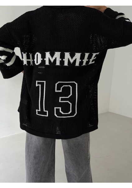 Nrtmsa Büyük Düğmeli Salaş Triko Hırka Siyahbeyaz (Beden: Standart) modelleri