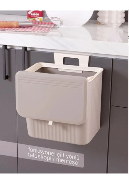 15 Lt Mutfak Tezgah Üstü ve Dolap Askılı Çöp Kovası Latte