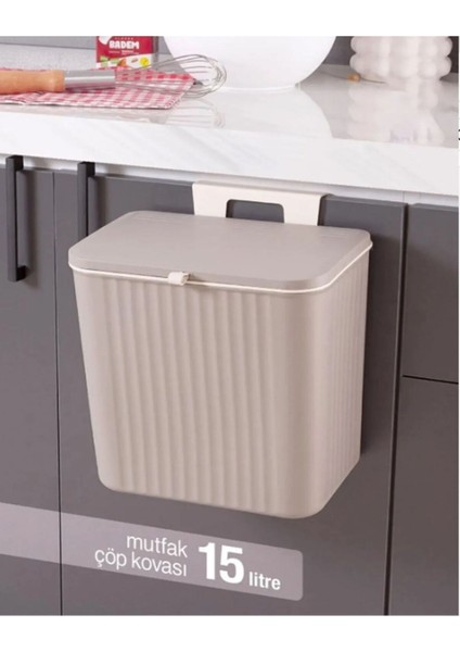 15 Lt Mutfak Tezgah Üstü ve Dolap Askılı Çöp Kovası Latte fiyatları