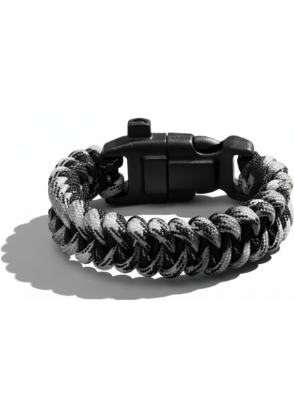 Pusulalı Çakmaklı Taktik Paracord Bileklik - Şehir Mavi Kamuflaj Desen - Kamp ve Doğa Sporları Için