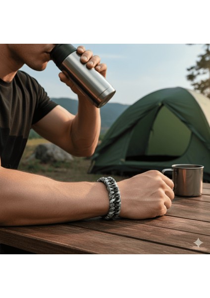 Pusulalı Çakmaklı Taktik Paracord Bileklik - Şehir Mavi Kamuflaj Desen - Kamp ve Doğa Sporları Için modelleri