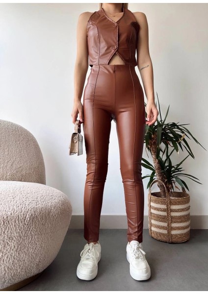 Nrtmsa Iki Düğmeli Deri Yelek Kahve S243001 (Beden: S) fiyatları