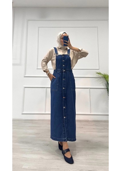 Nrtmsa Etekli Salopet Enzim Süper Taş Yıkama Koyu Mavi D2521 (Beden: 38)