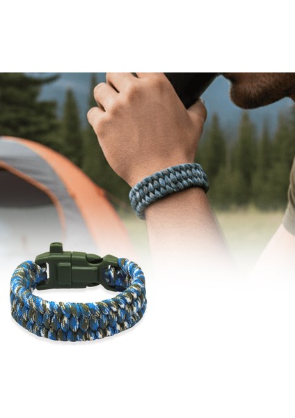 Pusulalı Çakmaklı Taktik Paracord Bileklik - Deniz Kamuflaj Desen - Kamp ve Doğa Sporları Için fiyatları