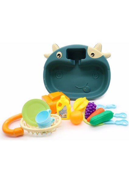 Inek Temalı Aksesuarlı Yeşil Sulu Mutfak Lavabosu fiyatları