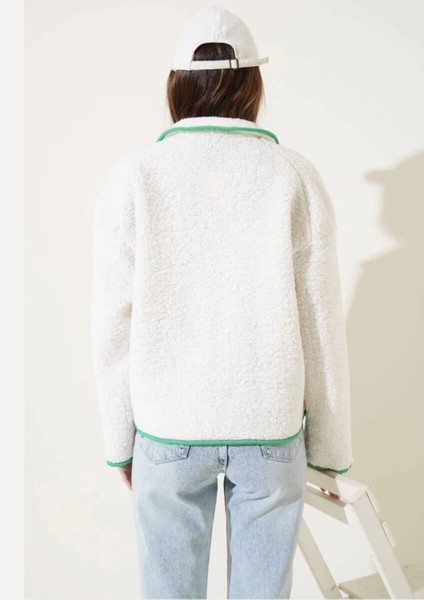 Nrtmsa Yeşil Fermuar Cepli Kuzu Mont Beyaz T1085 (Beden: L) fiyatları