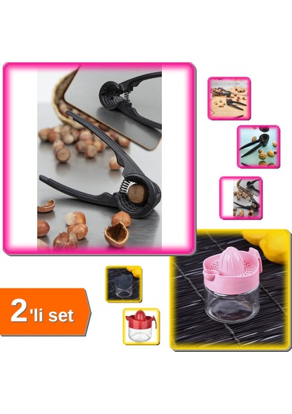 Fındık Kıracağı Döküm + Limon Sıkacağı Cam Kavanozlu 300ML - 2li Set K7U7H4