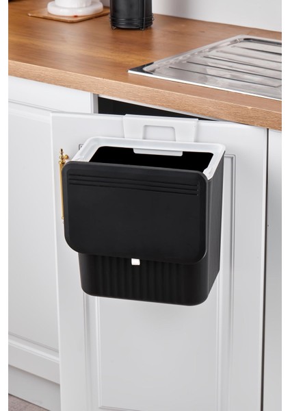 15 Lt Mutfak Tezgah Üstü ve Dolap Askılı Çöp Kovası Siyah fiyatları