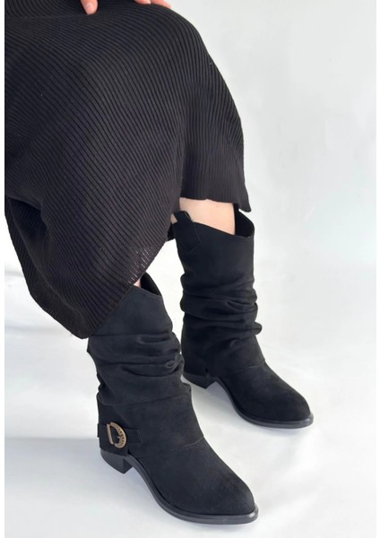 Nrtmsa Canty Siyah Süet Körüklü Topuklu Çizme (Numara: 37) modelleri