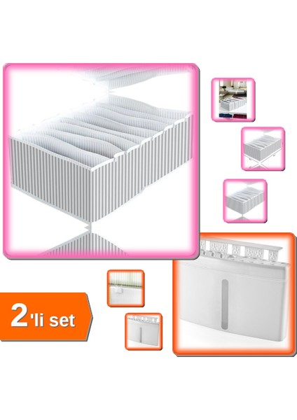 8 Bölmeli Xl Pratik Çekmece Düzenleyici + Fresh Air Kalorifer Suluğu 500 ml - 2li Set N4T8P9