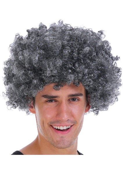 Gri Renk Kabarık Bonus Peruk Afro Takma Saç (5358)