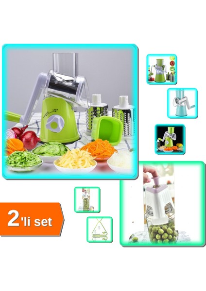 Tutma Kollu Çevirmeli Pratik Rulo Rende + Zeytin Çizme Aparatı - Parmaklık Hediyeli - 2li Set Y7J9F9