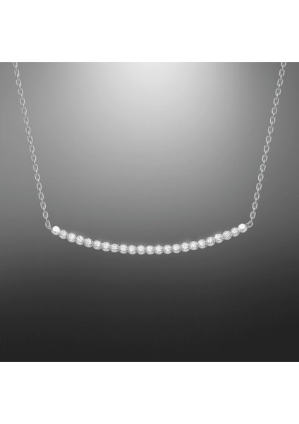 Suyolu Tasarım Sıralı Zirkon Taş Süslemeli Gümüş Renk 925 Ayar Gümüş Bayan Kolye fırsatları